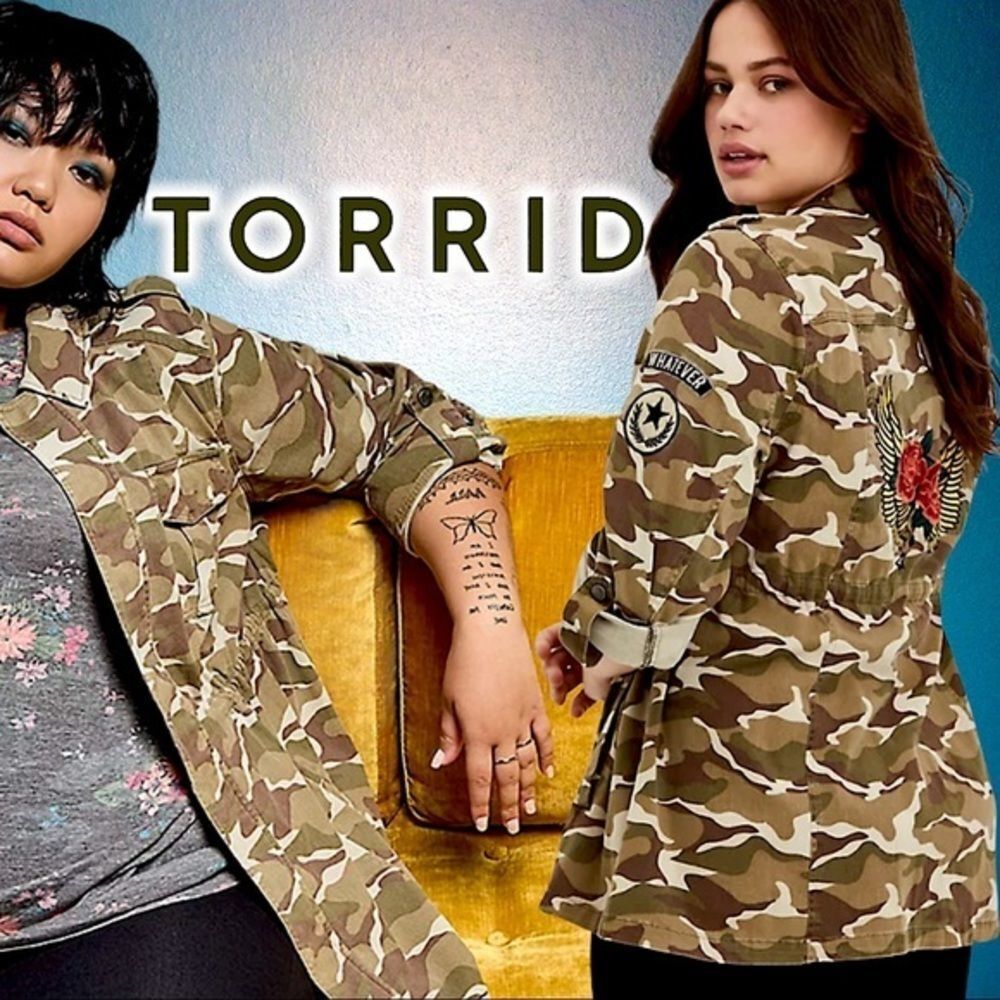 Torrid Camo Embroidered Twill Anorak Jacket Size 2 2XL 18/20 - Picture 2 of 15